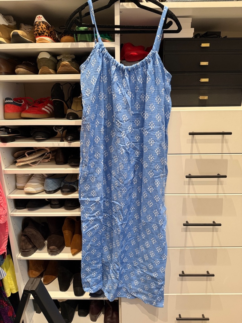 Blue Floral Maxi Dress - Lightweight Summer Slip Dress